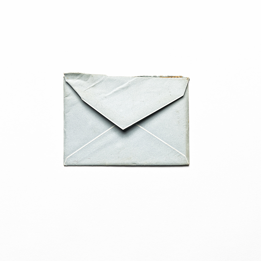 Pale blue envelope, from Winky Lewis’s fine art series My Mother’s Letters