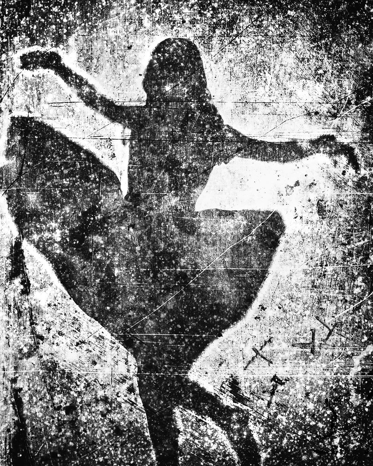 Silhouette of a girl dancing in a full skirt, from Winky Lewis’s Shadow Kids series